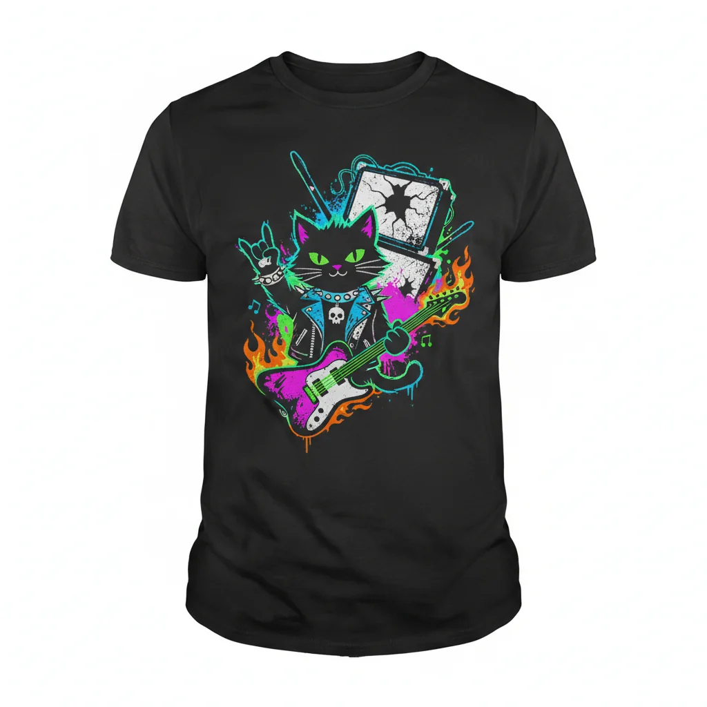 Rocker Kitty: The Durable, Fade-Resistant Essential T-Shirt