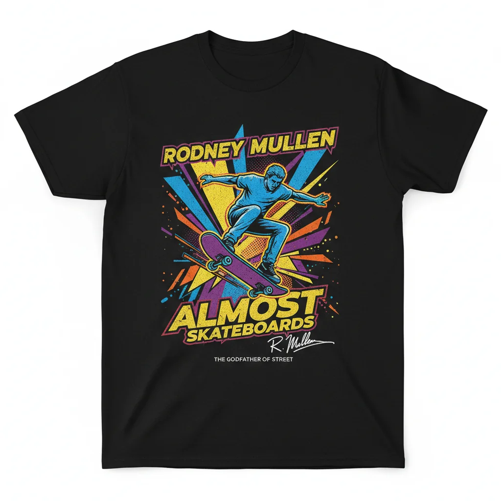 Rodney Mullen Autographed Skateboard Almost Essential T-Shirt - Skateboard Legend Apparel