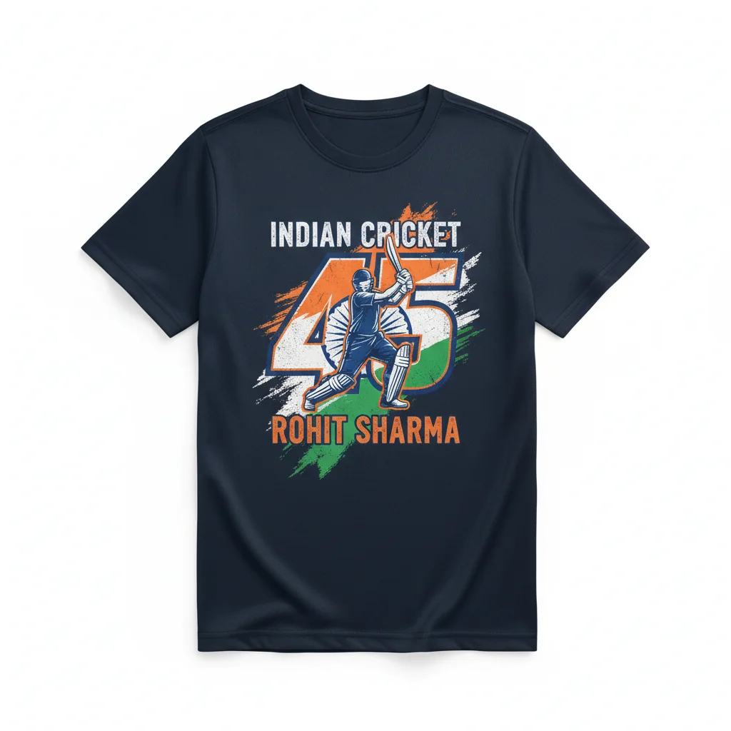 Rohit Sharma 45 India Cricket Jersey Style T-Shirt
