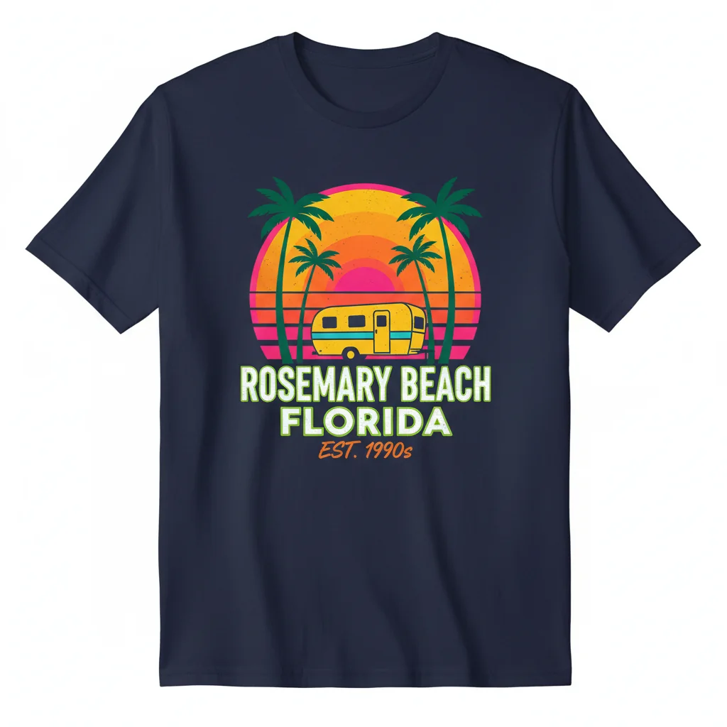 Rosemary Beach Florida Retro Vintage T-Shirt - Soft Cotton Tee