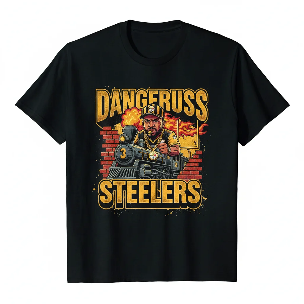 Russell Wilson 'Dangerous' Steelers Signature Art Tee