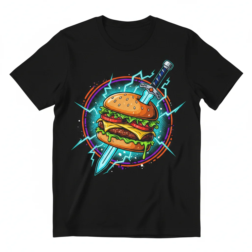 Saber Burger Essential T-Shirt: Comfortable Cotton Tee for Foodie Fans