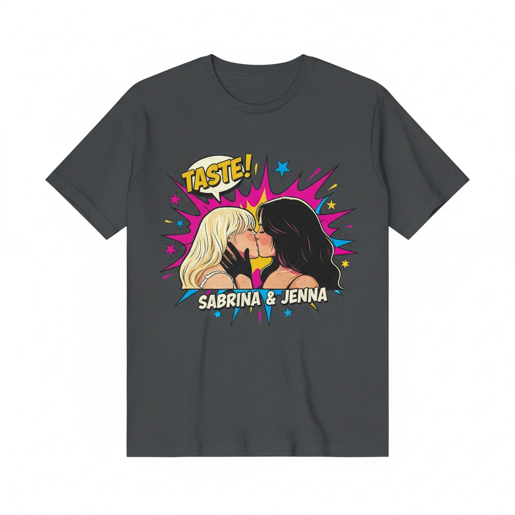 Sabrina Carpenter & Jenna Ortega Kiss Taste Fan Art Poster - Premium Print
