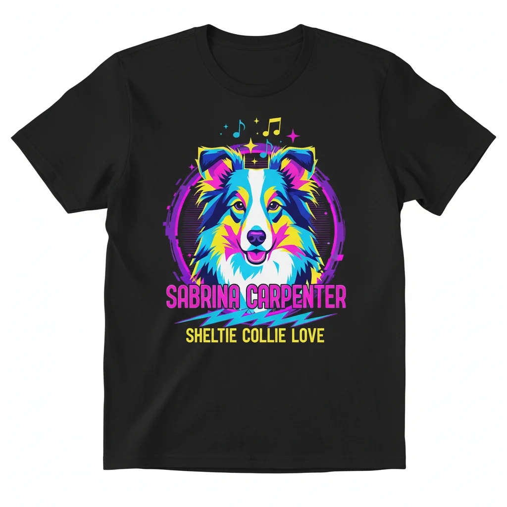 Sabrina Carpenter Sheltie Collie Dog Fan T-Shirt - Premium Cotton Tee