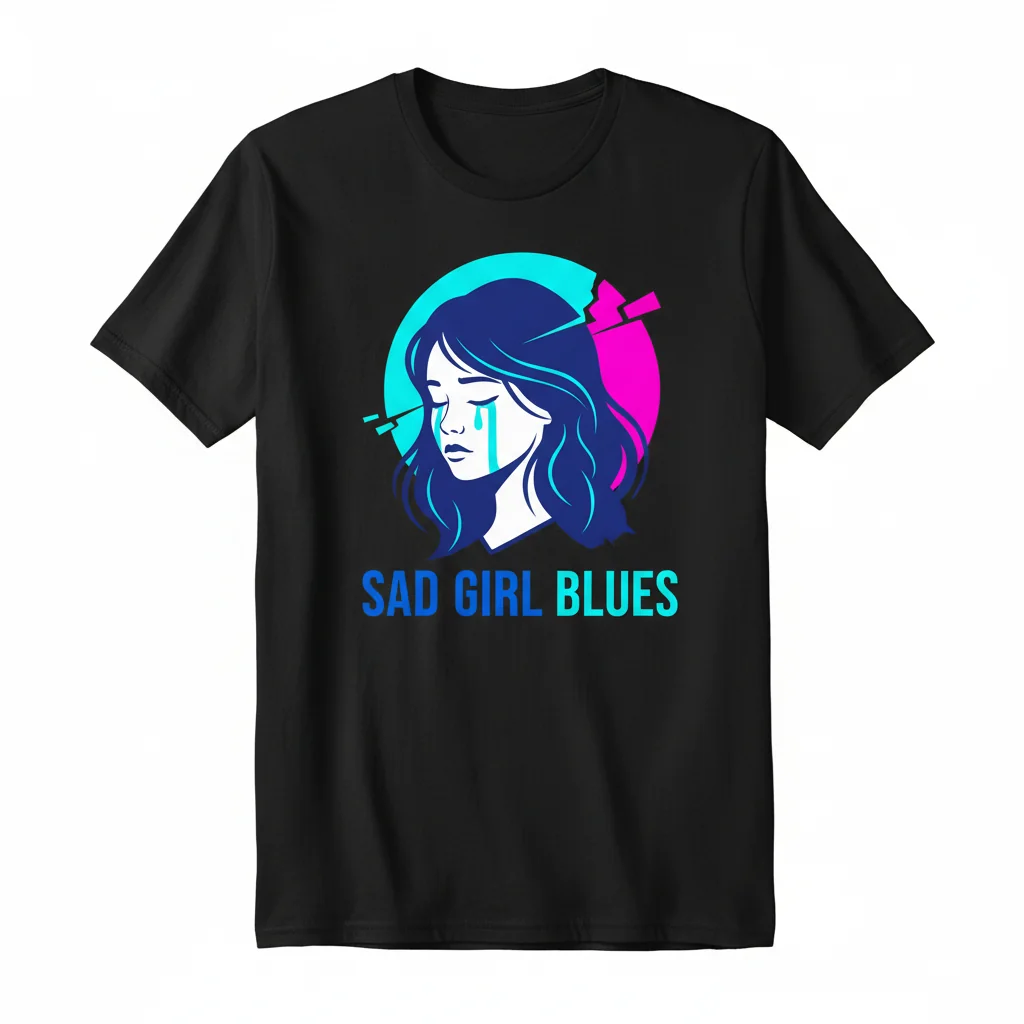 Sad Girl Blue Essential T-Shirt - Premium Ring-Spun Cotton Tee