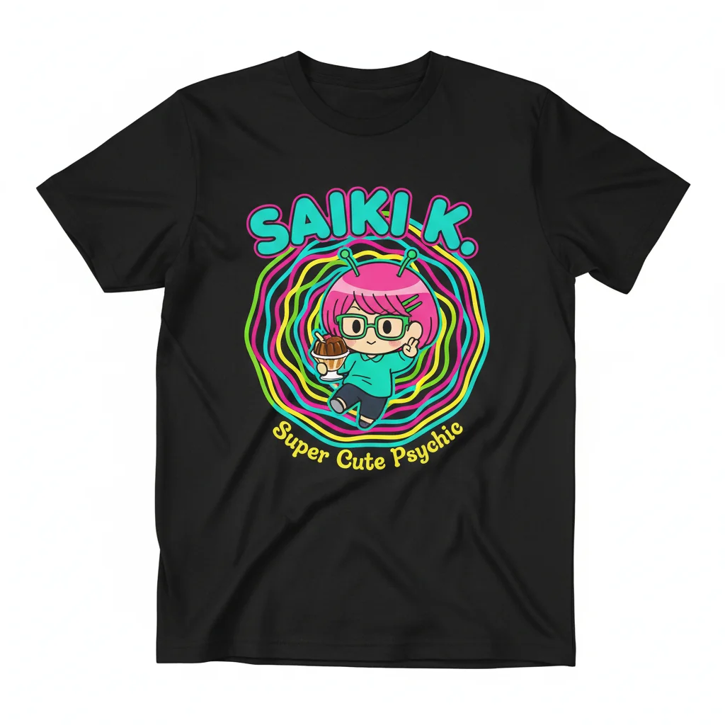 The Saiki K Cute Essential Tee: Vibrant, Durable & Flawless Fit