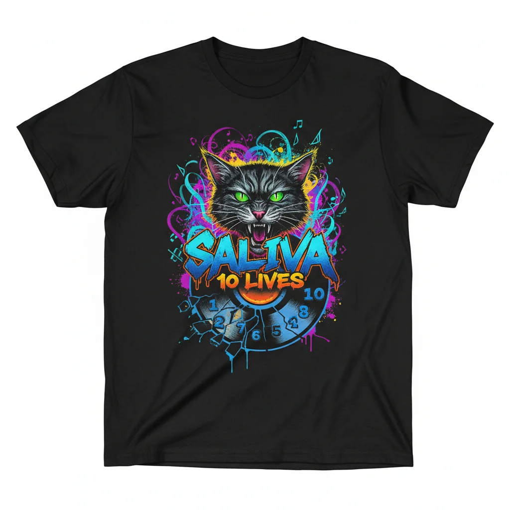 Saliva '10 Lives' Band Logo T-Shirt | Premium Fade-Resistant Rock Merch