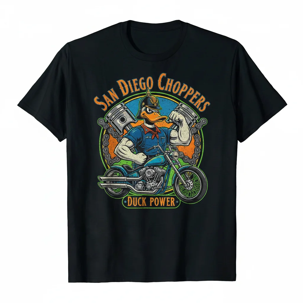 San Diego Choppers Prussian Duck Motorcycle T-Shirt - Essential Fit