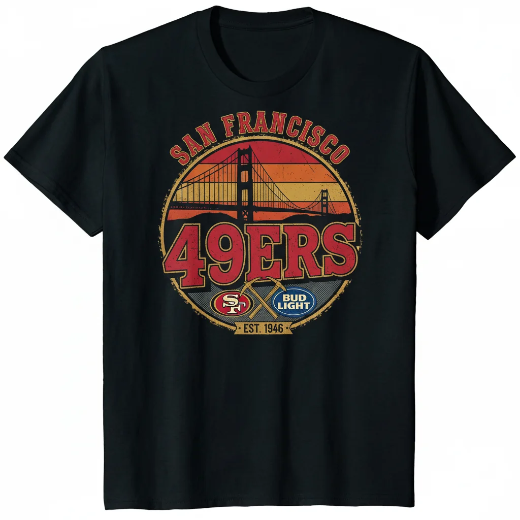 San Francisco 49ers NFL x Bud Light Logo T-Shirt - Officially Licensed Fan Apparel