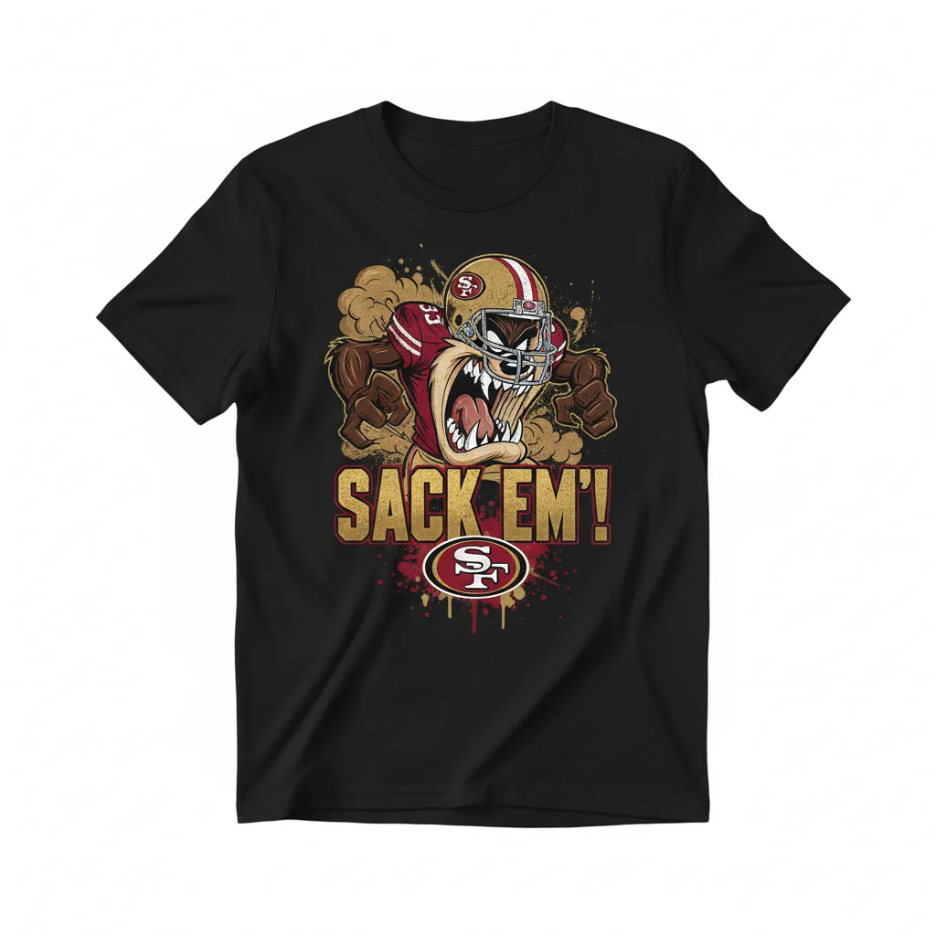 San Francisco 49ers Taz Sack 'Em Looney Tunes Fan T-Shirt - Men's & Women's Fit