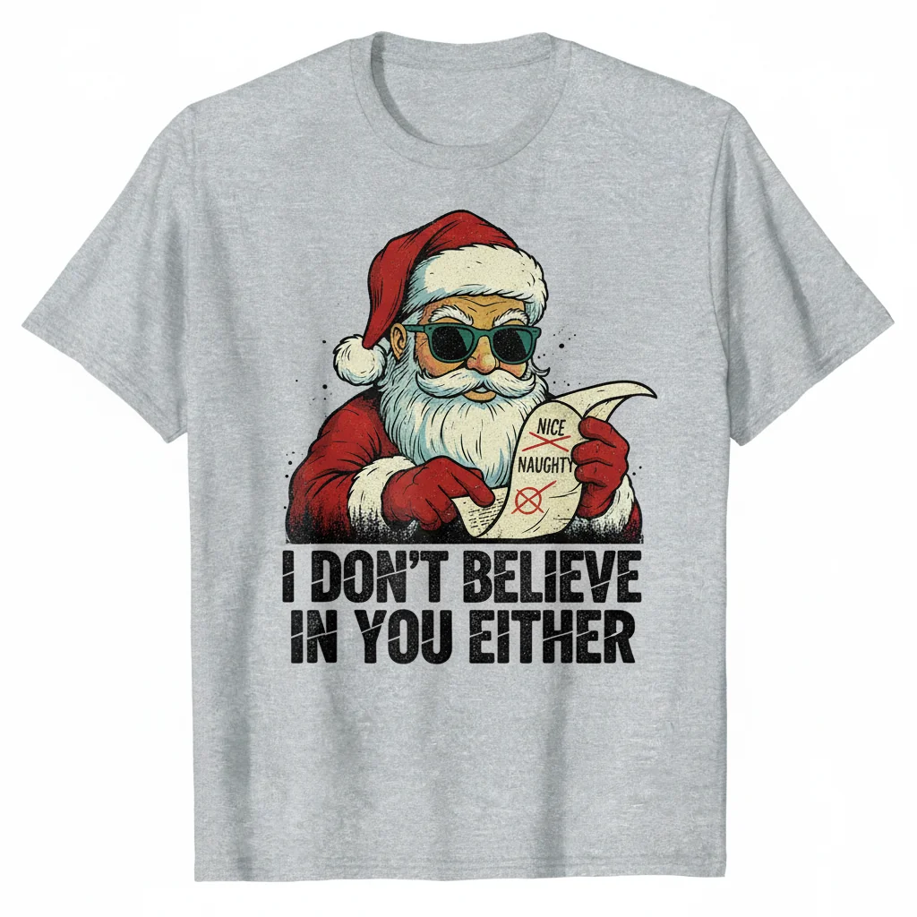 I Don't Believe In You Either - Santa Claus Art Tee