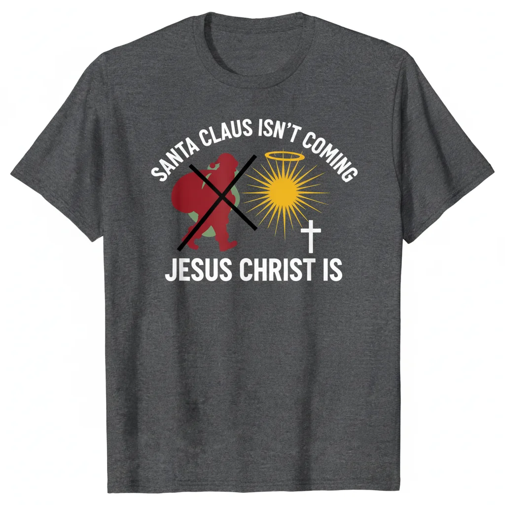Santa Claus Isn't Coming Jesus Christ Is T-Shirt - Funny Christmas Religious Tee
