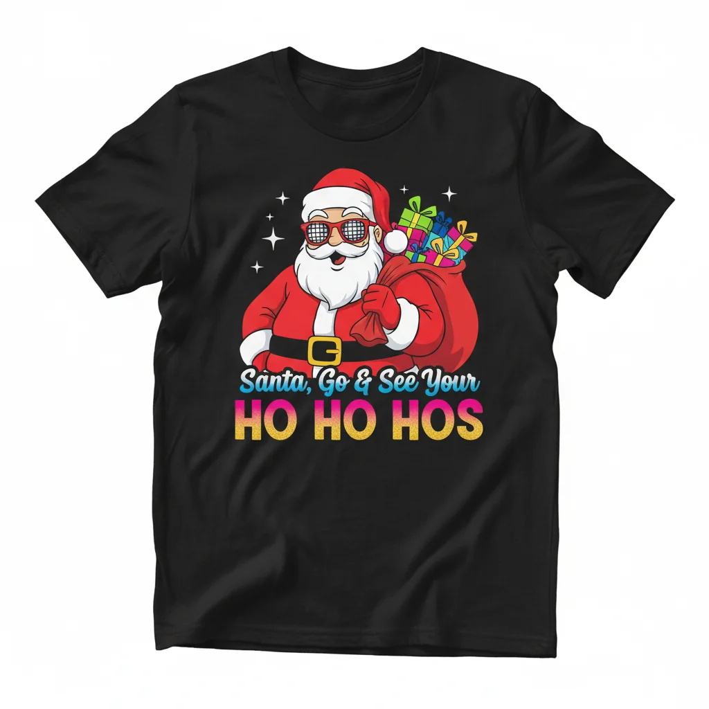 Divertido y Atrevido: Camiseta Navideña 'Santa go and see your ho ho hos'