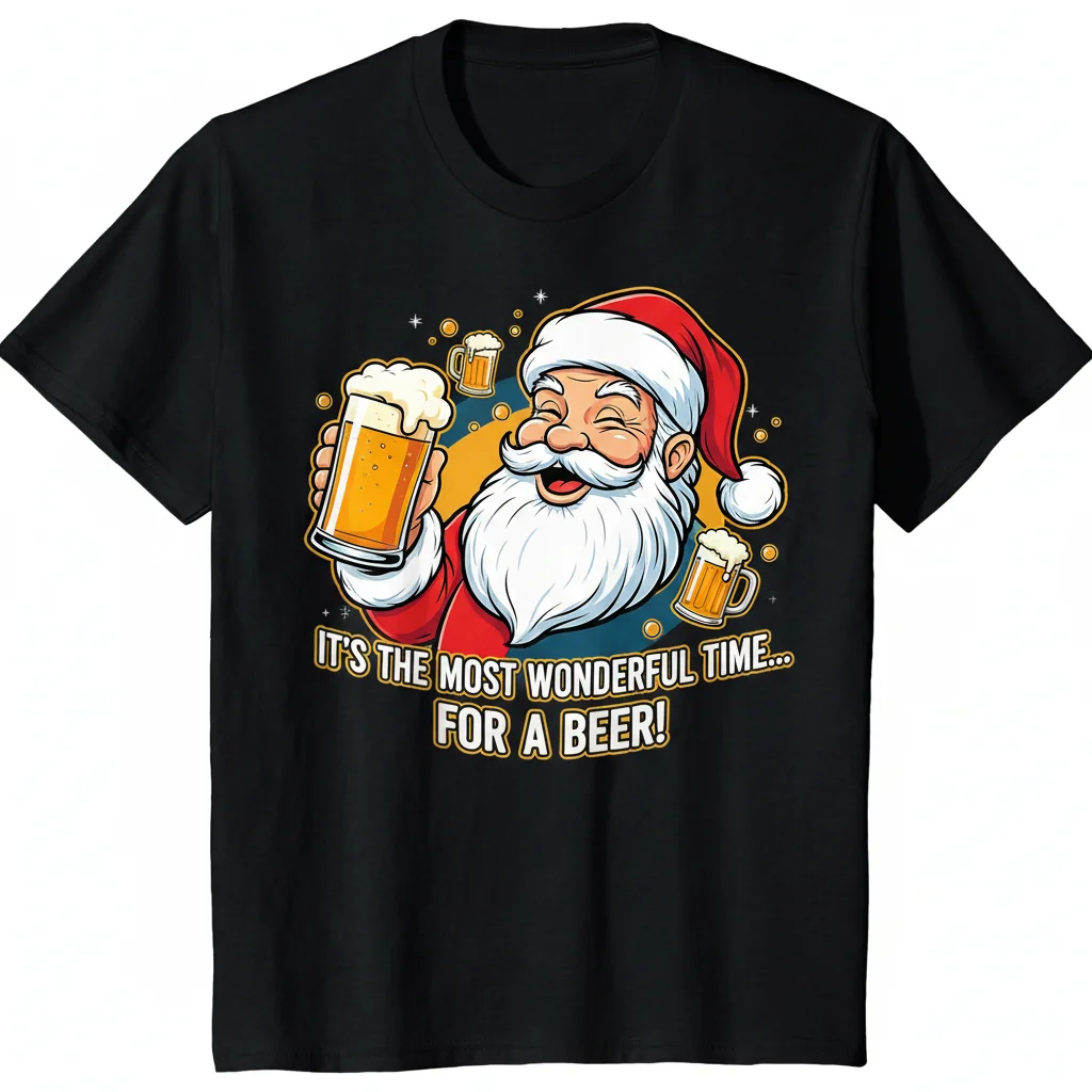 Santa 'Most Wonderful Time for a Beer' Shirt | Funny Christmas Holiday Tee