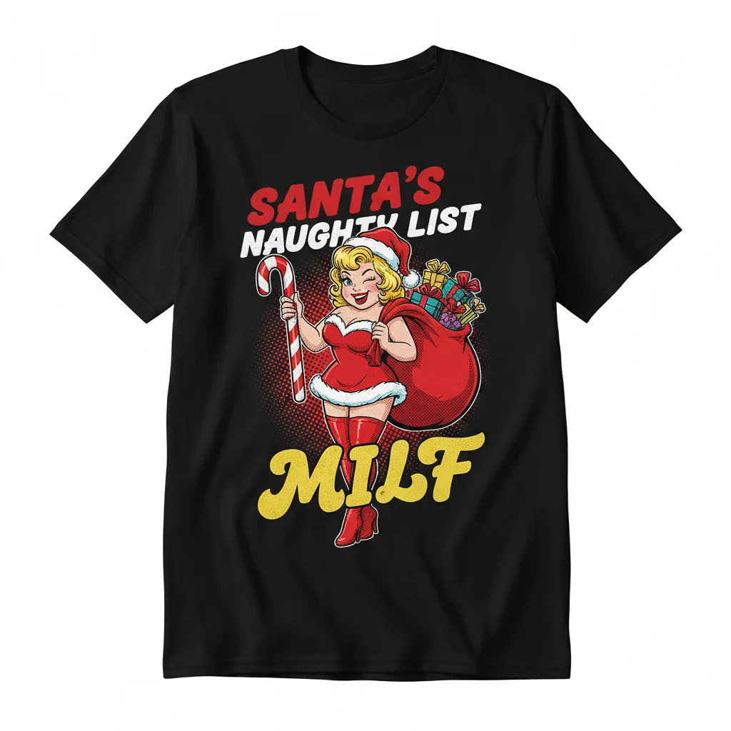 Santa's Naughty MILF - Festive & Fun Christmas T-Shirt for Confident Moms