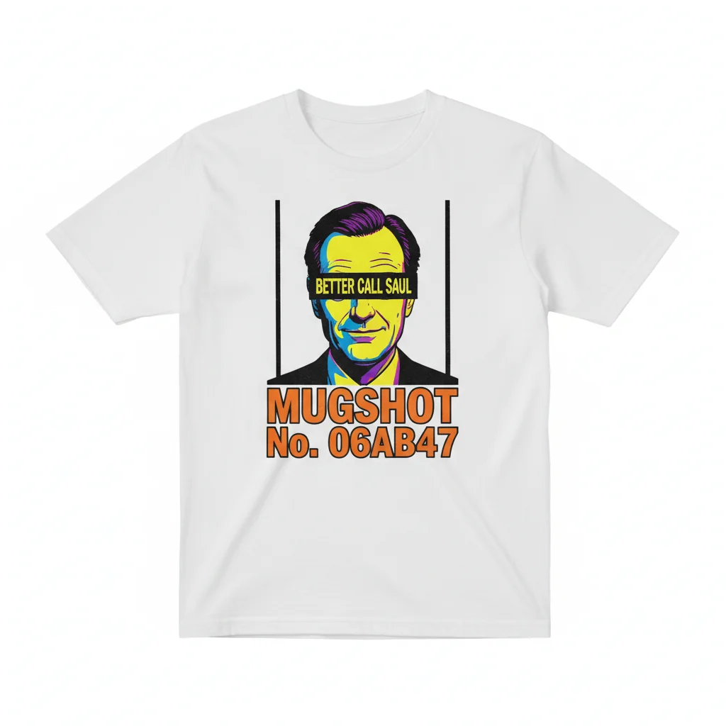 Saul Goodman Mugshot T-Shirt - Premium Cotton, Retail Fit & Durable Print