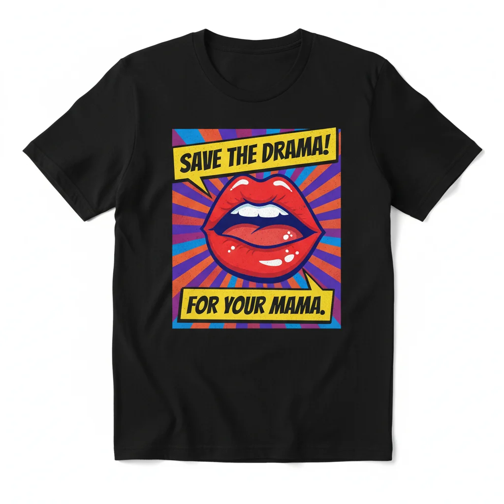 Save The Drama For Your Mama Lip Graphic T-Shirt | Funny Quote Tee