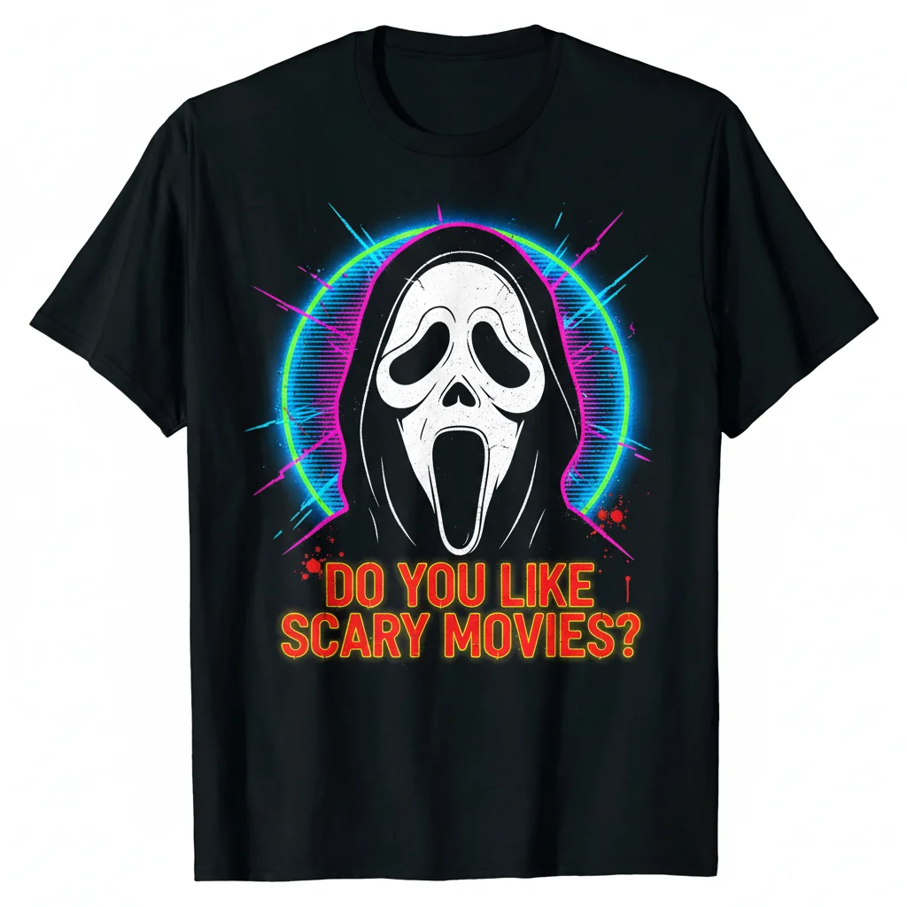 Scream Horror Slasher: "Do You Like Scary Movies?" Iconic Quote Tee