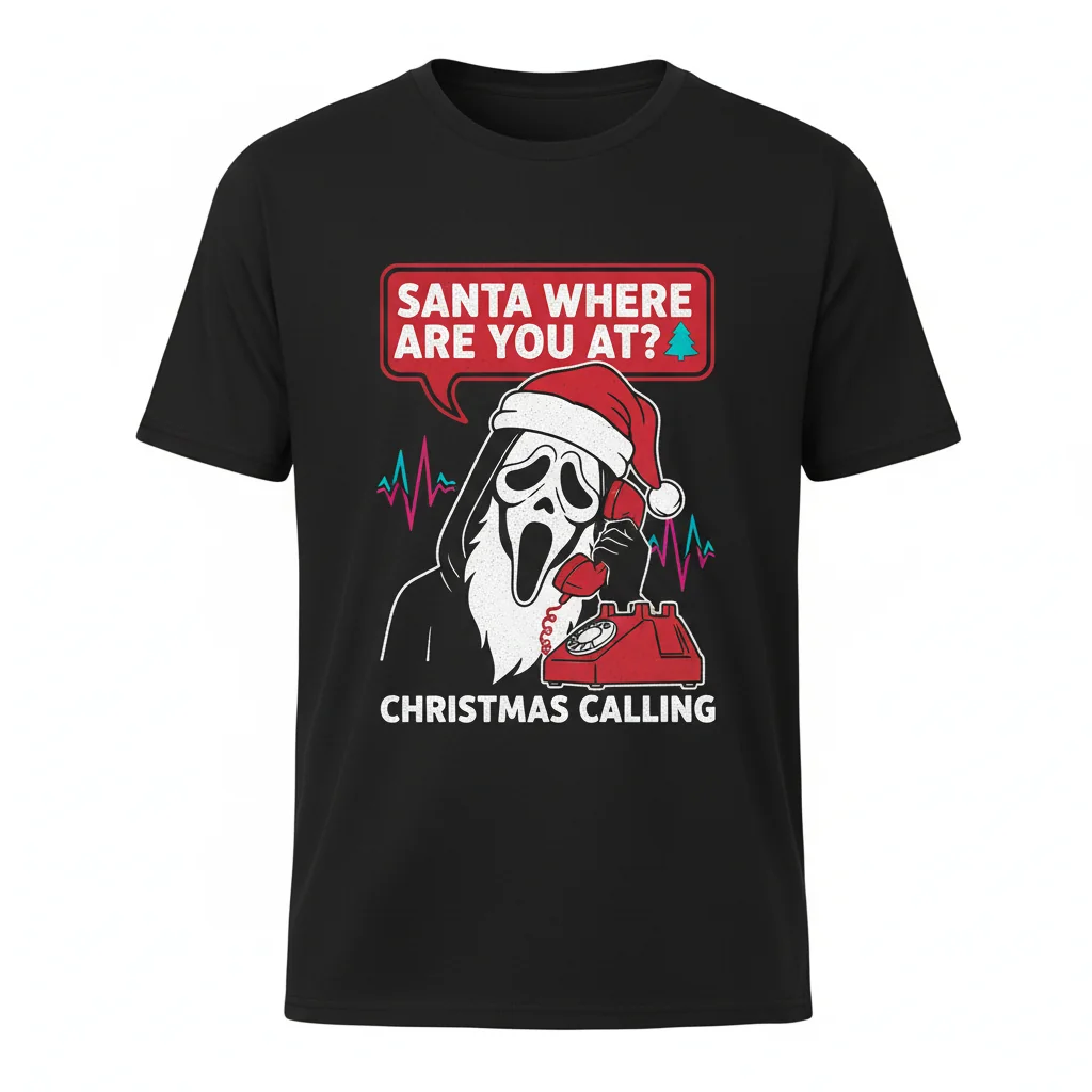 Scream Santa Ghostface Calling Santa Christmas T-Shirt