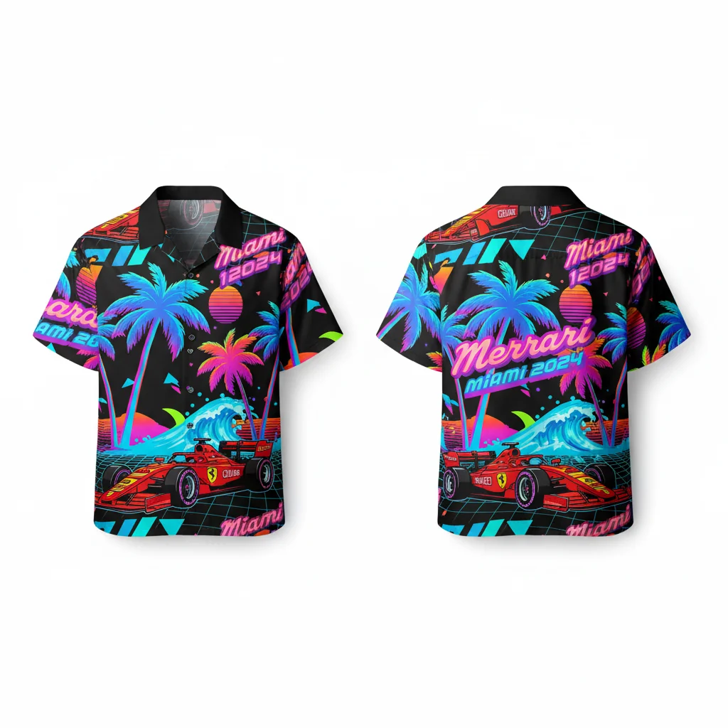 Scuderia Ferrari 2024 F1 Miami GP Hawaiian Shirt – Official Teamwear