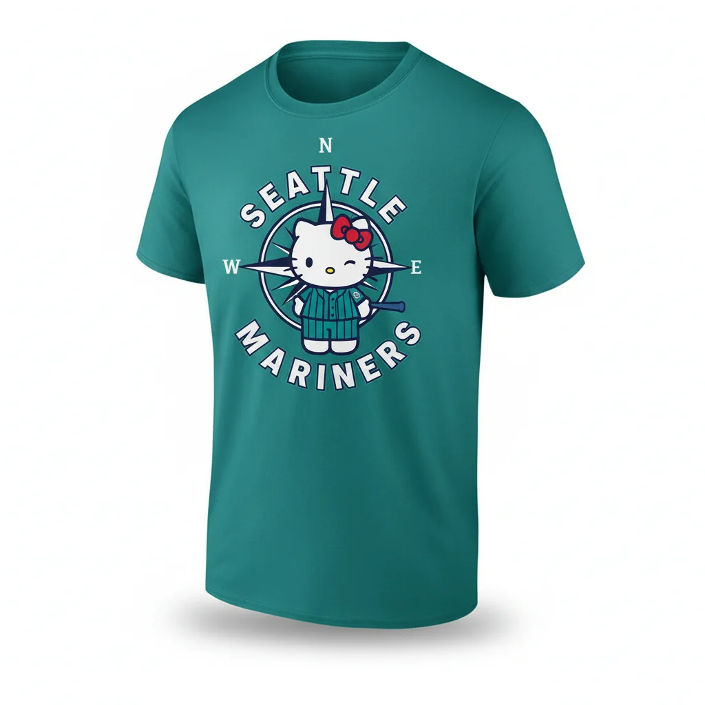 Seattle Mariners Hello Kitty Charm T-Shirt – Officially Licensed MLB Apparel