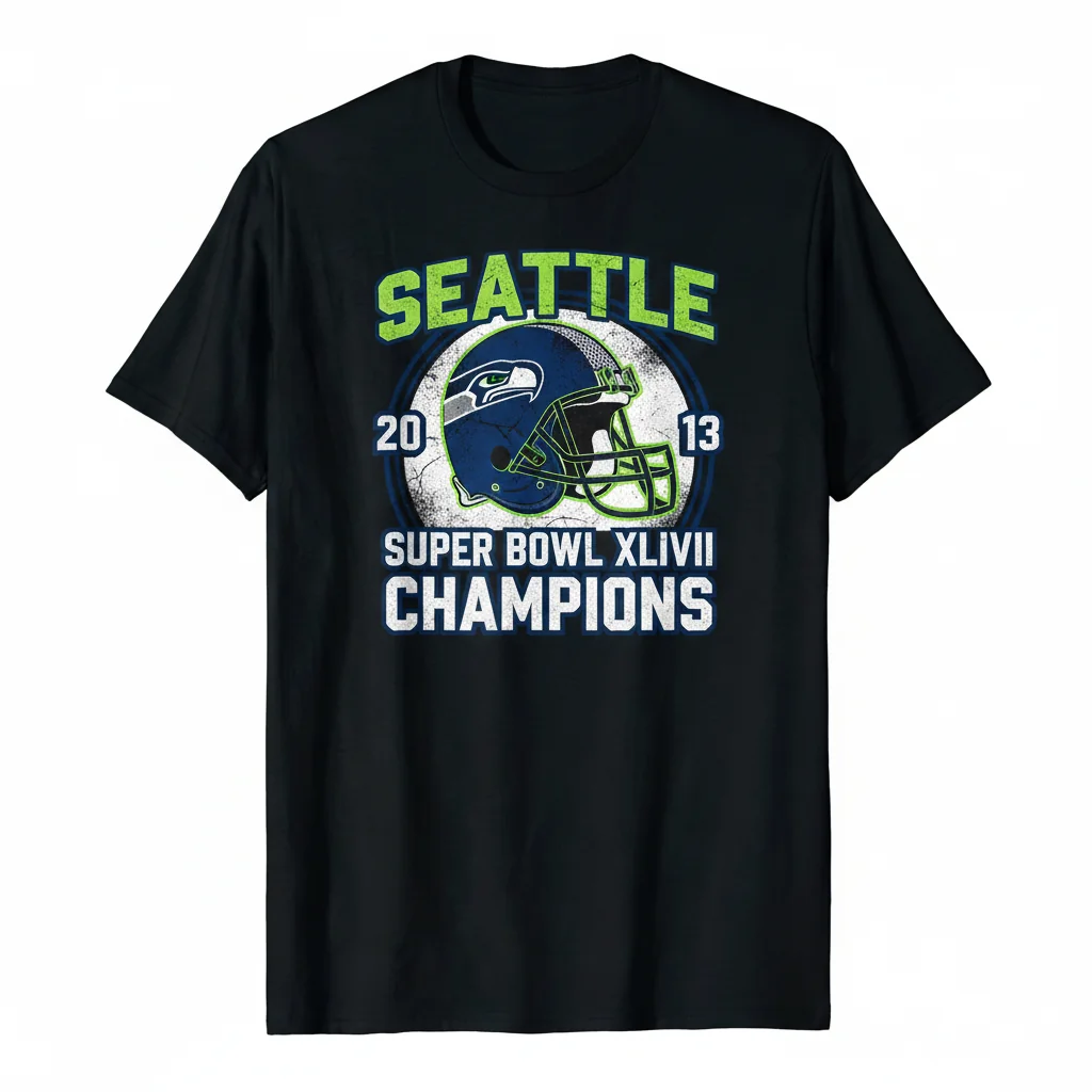 Seattle Seahawks Super Bowl XLVIII Champions Helmet T-Shirt