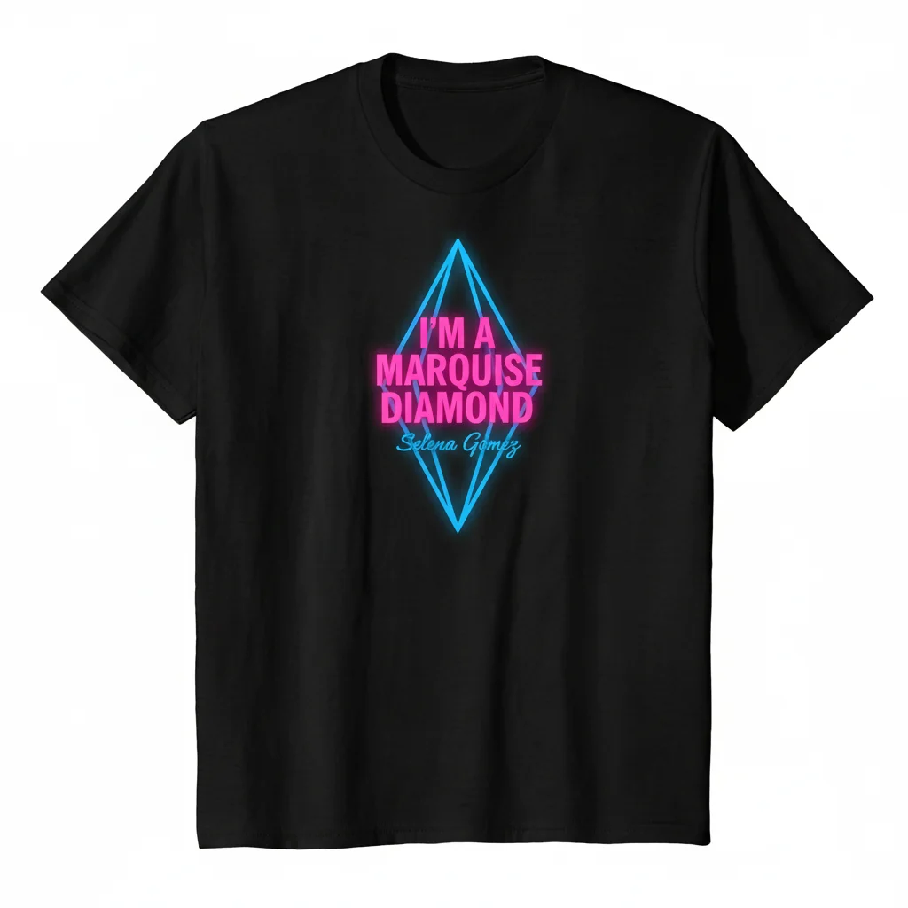 Selena Gomez Marquise Diamond Graphic Tee - Premium Ring-Spun Cotton Shirt