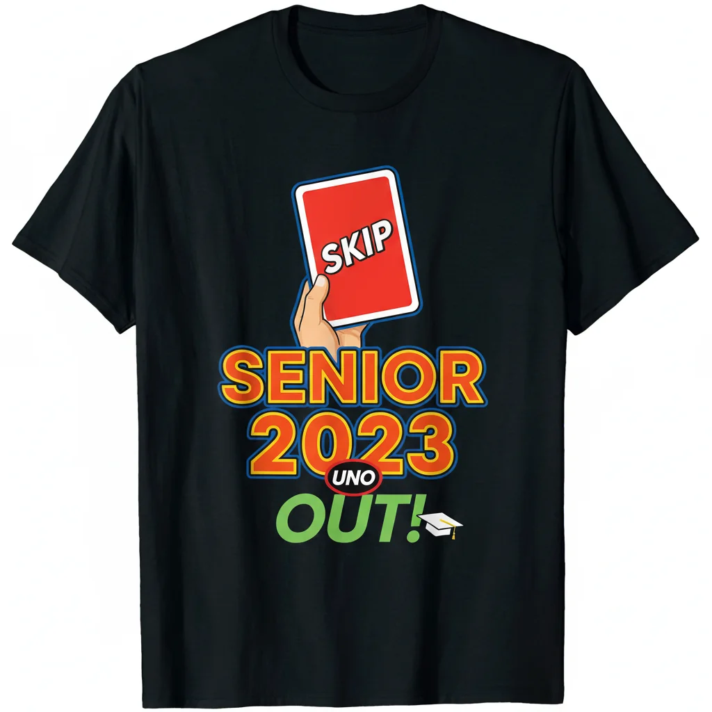 Senior 2023 Uno Out Funny Graduation Tee - Durable & Fade-Resistant