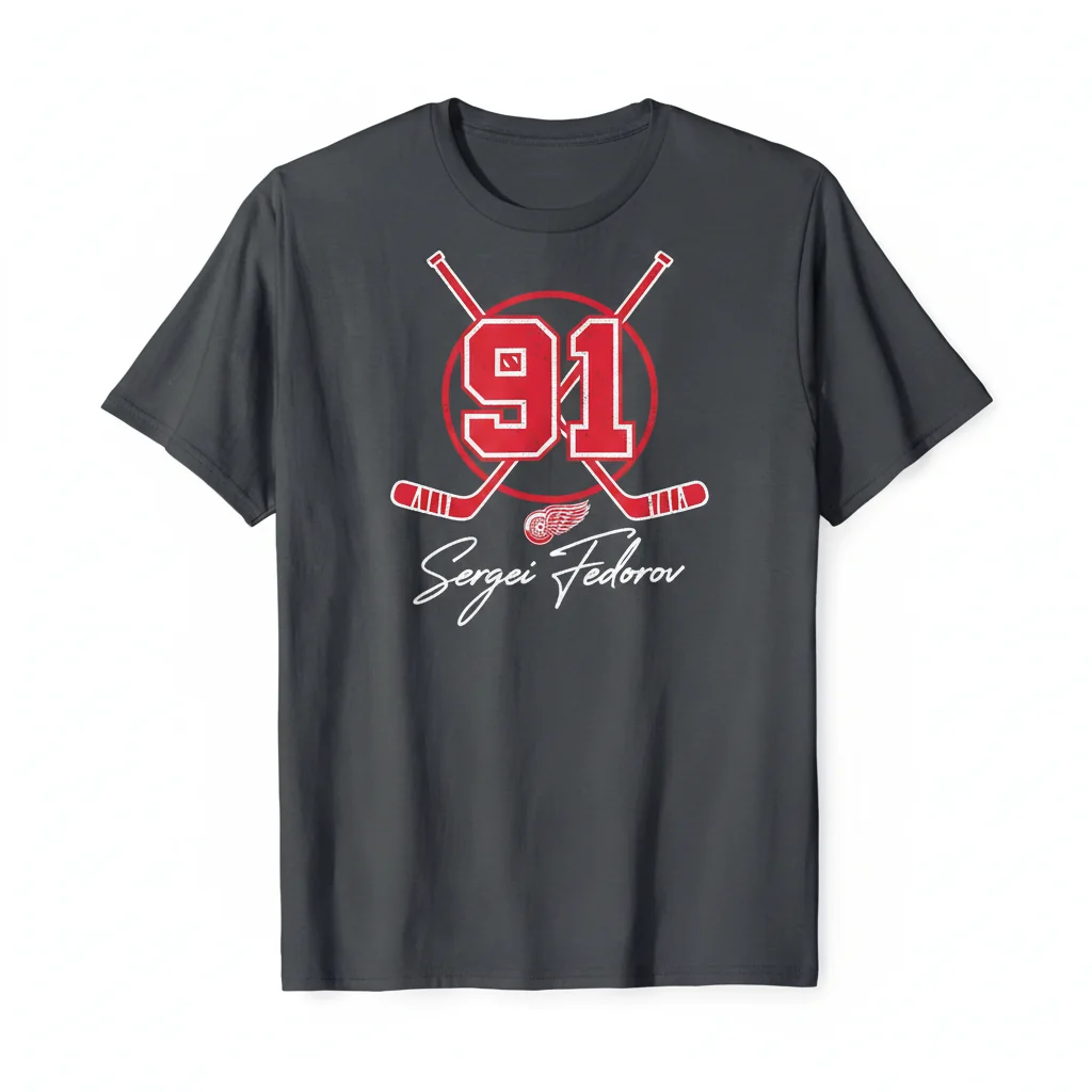 Sergei Fedorov No. 91 Detroit Red Wings Signature Graphic Tee – Lasting Fan Gear