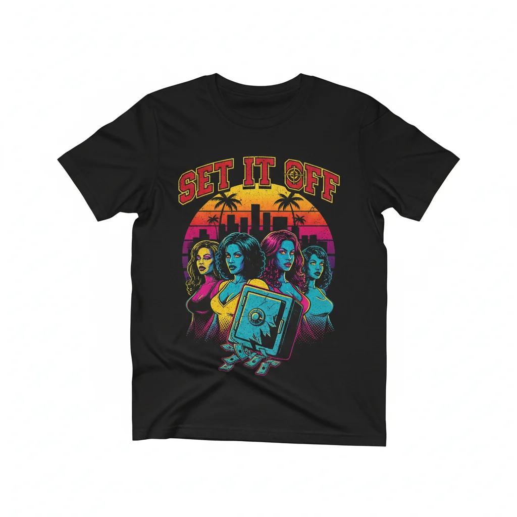 Camiseta Gráfica Vintage "Set it Off" - Estilo Retro