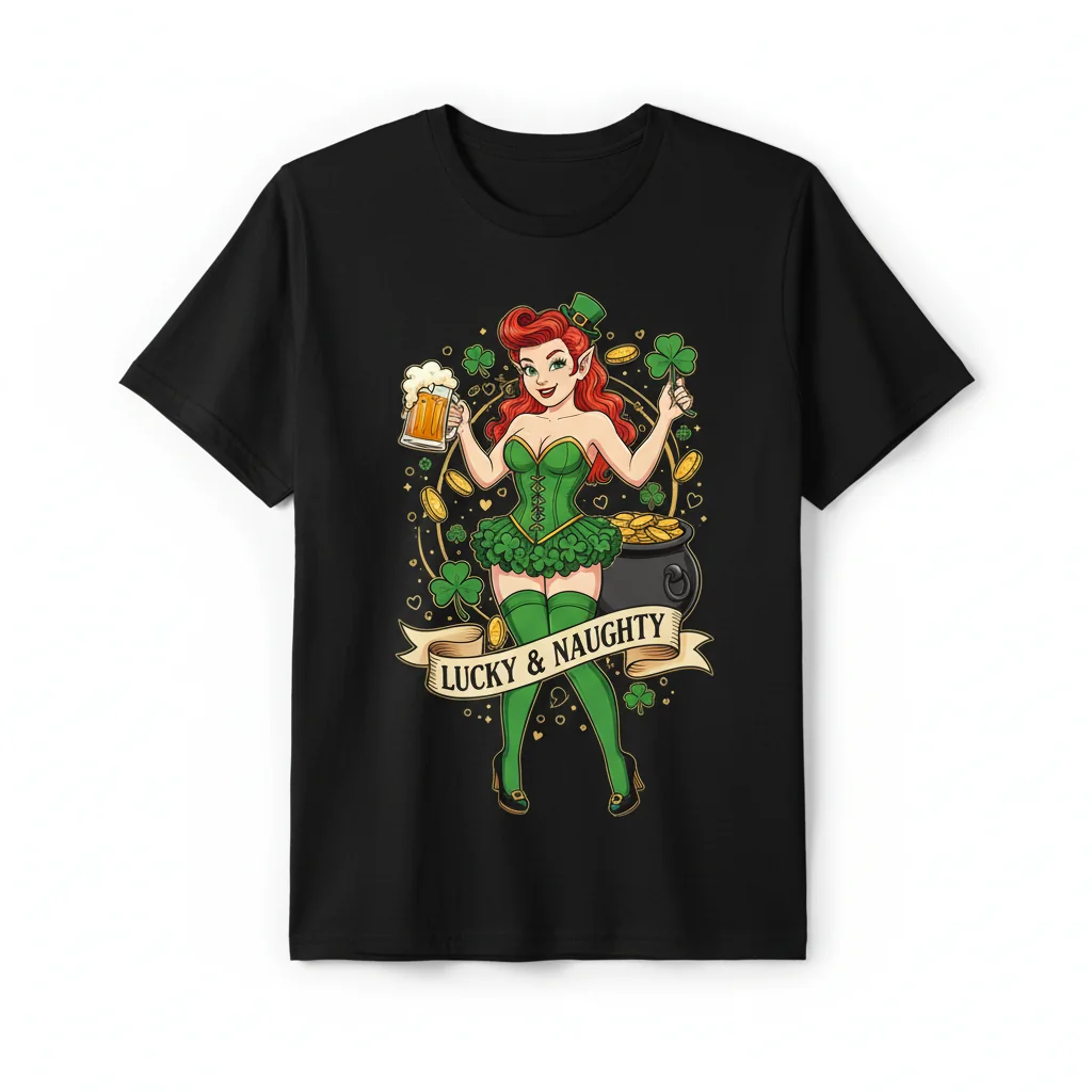 Camisa Divertida e Sexy para o Dia de São Patrício – Design Sortudo e Atrevido