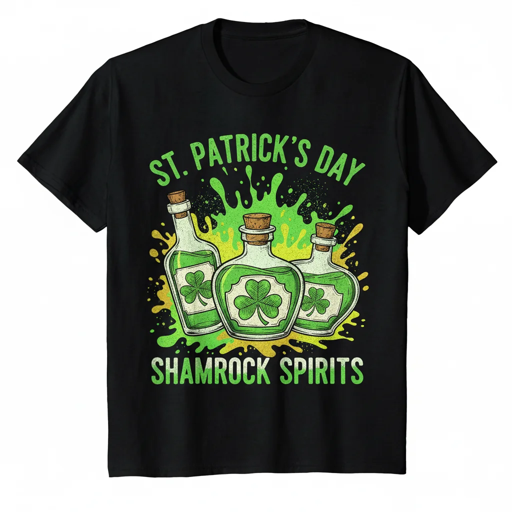 Shamrock Bottles St. Patrick's Day Tee: A Toast to Heritage
