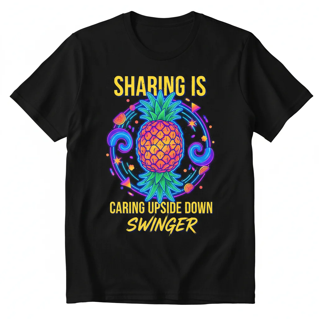 Sharing is Caring Upside Down Pineapple Swinger Premium Unisex Tee