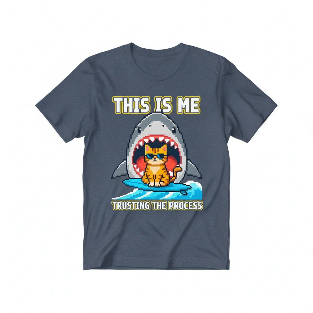 Shark Cat Trusting The Process T-Shirt - Unique & Comfy Tee