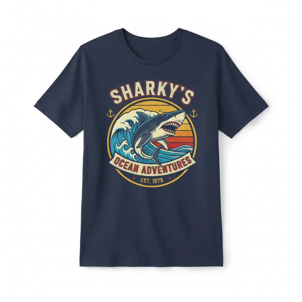 Sharky Vintage Logo Tee: Embrace Your Inner Ocean Explorer