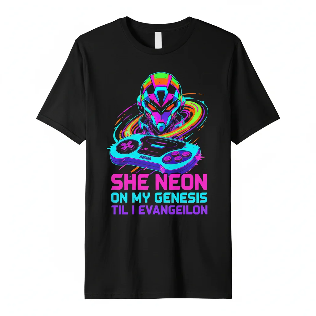 She Neon On My Genesis 'til I Evangelion T-Shirt - Premium Graphic Tee