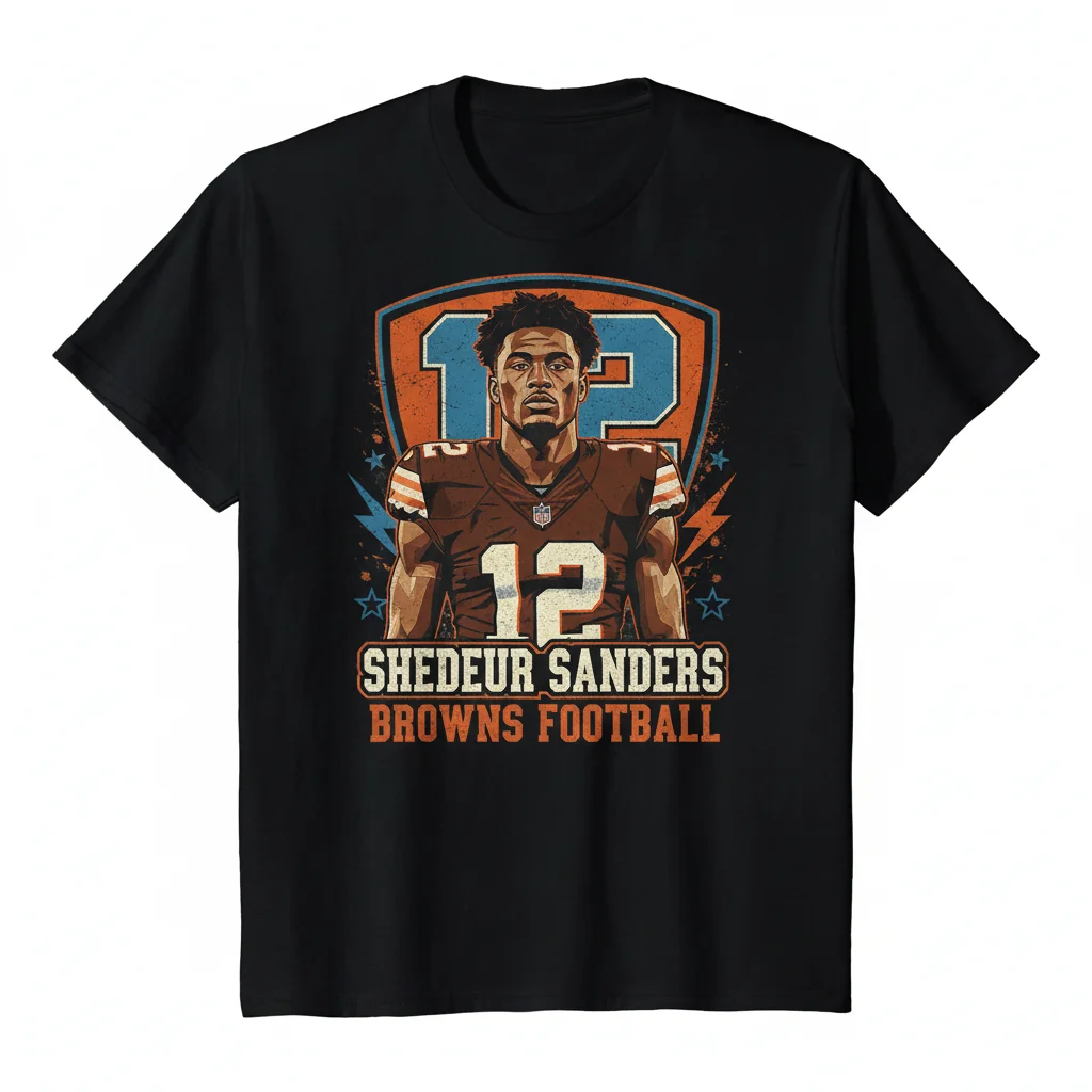Shedeur Sanders #12 Cleveland Browns Vintage Graphic Sports Tee