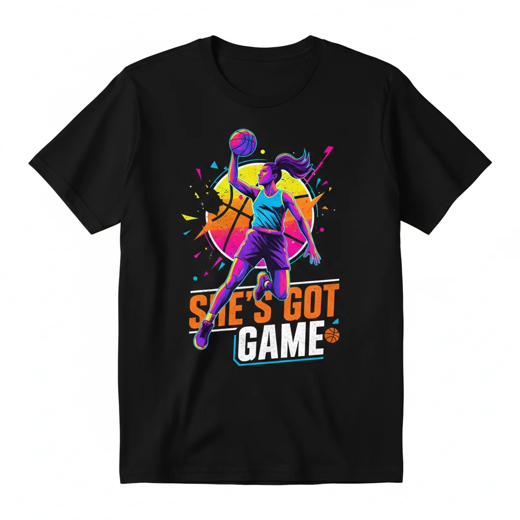 She's Got Game: Bold Spirit Women's Basketball Art Tee