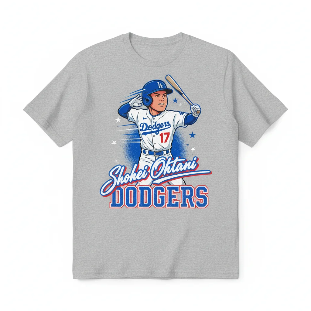 Shohei Ohtani Dodgers Signature Cartoon Art Tee | Wearable Fan Art