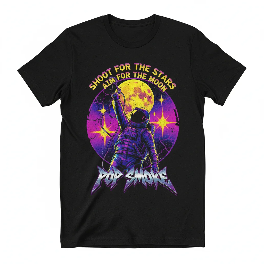 Pop Smoke "Shoot For The Stars" Essential T-Shirt – Durable, Fade-Resistant & Perfect Fit