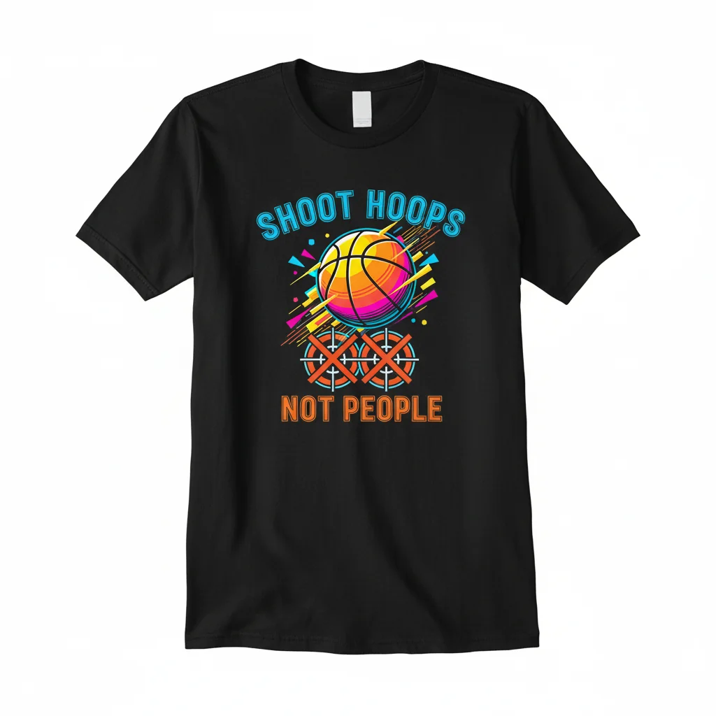Shoot Hoops Not People T-Shirt - Premium Cotton Tee for Basketball Fans & Peace Advocates