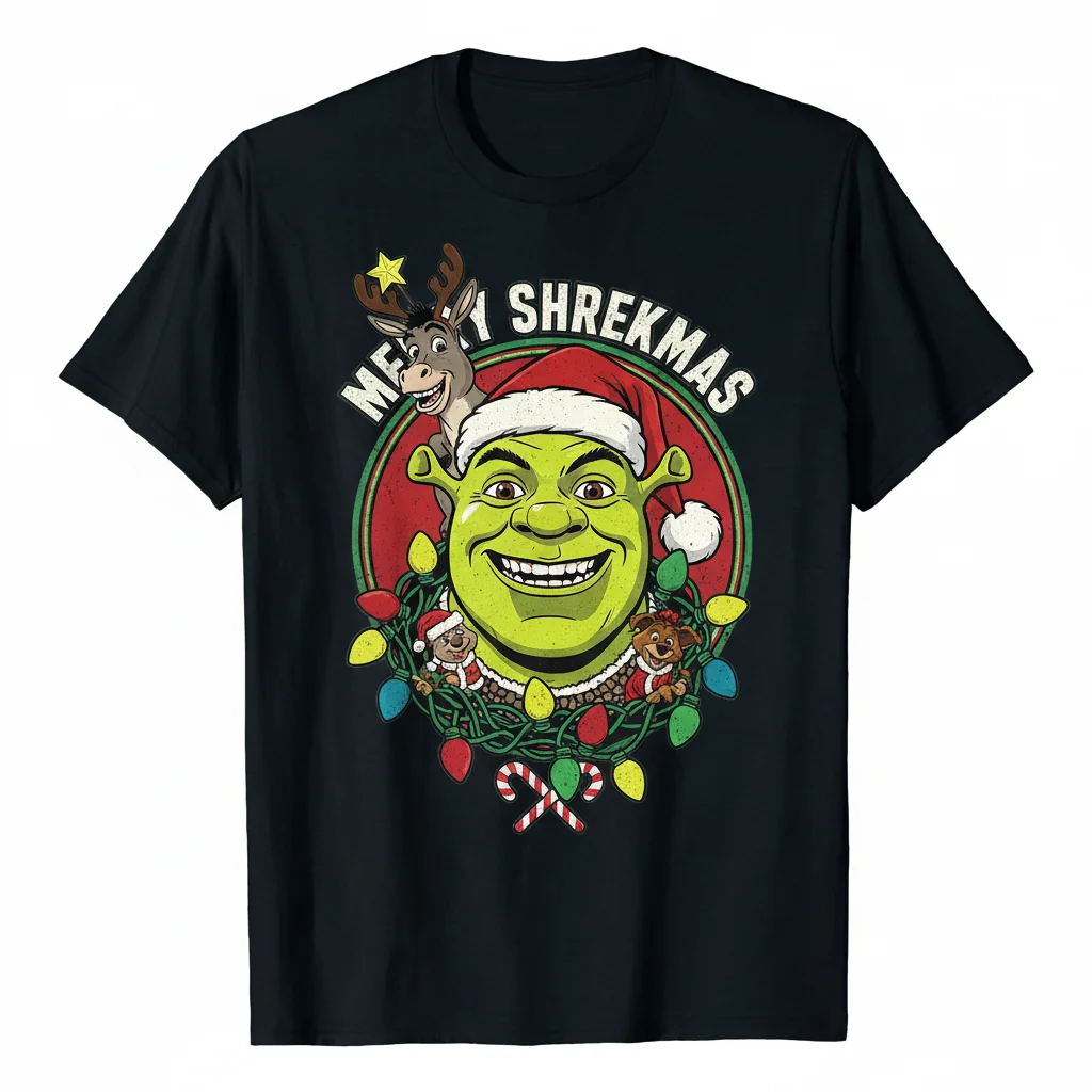 Shrek Merry Shrekmas: A Festive Portrait Essential T-Shirt