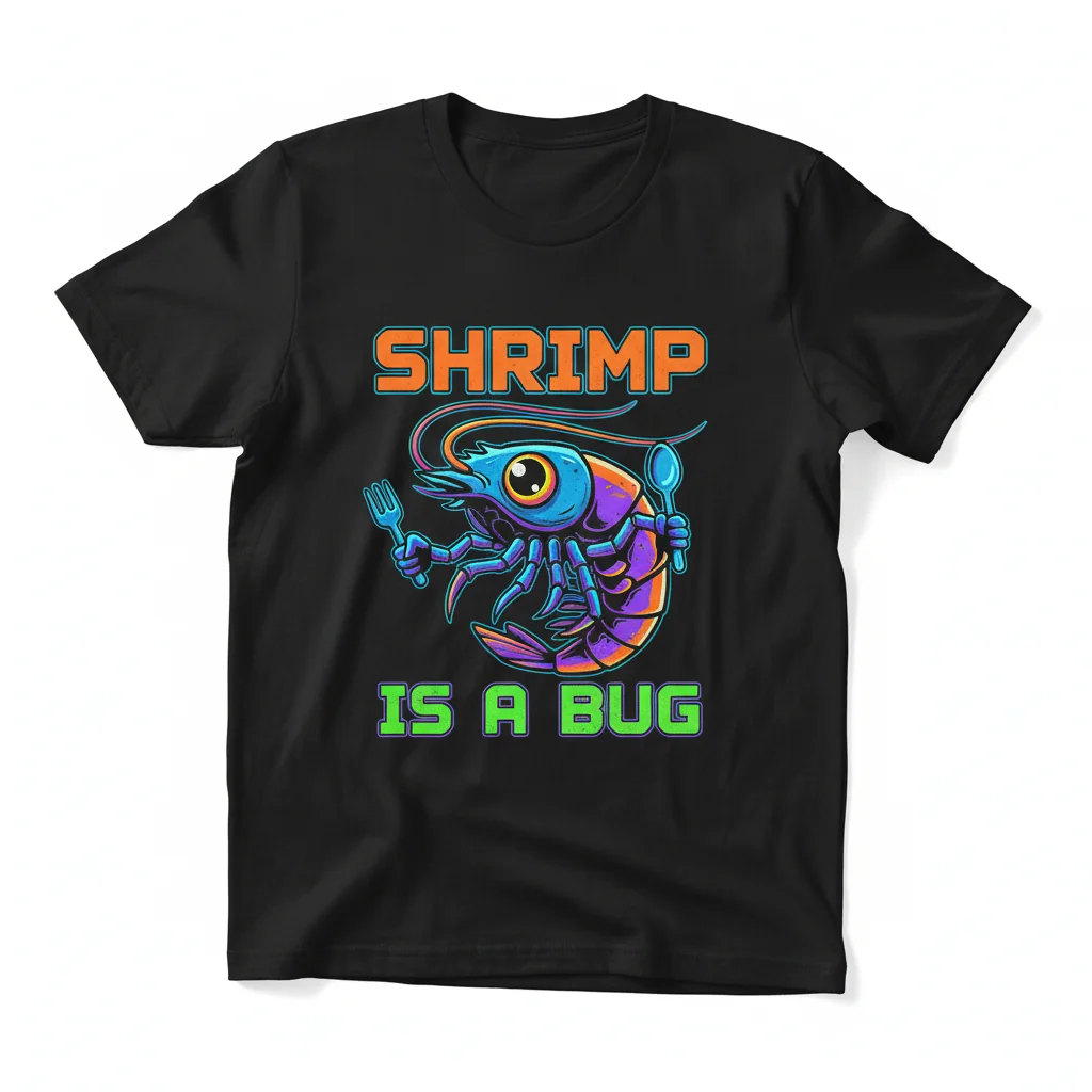 Whimsical & Original 'Shrimps is Bugs' Cartoon Tee