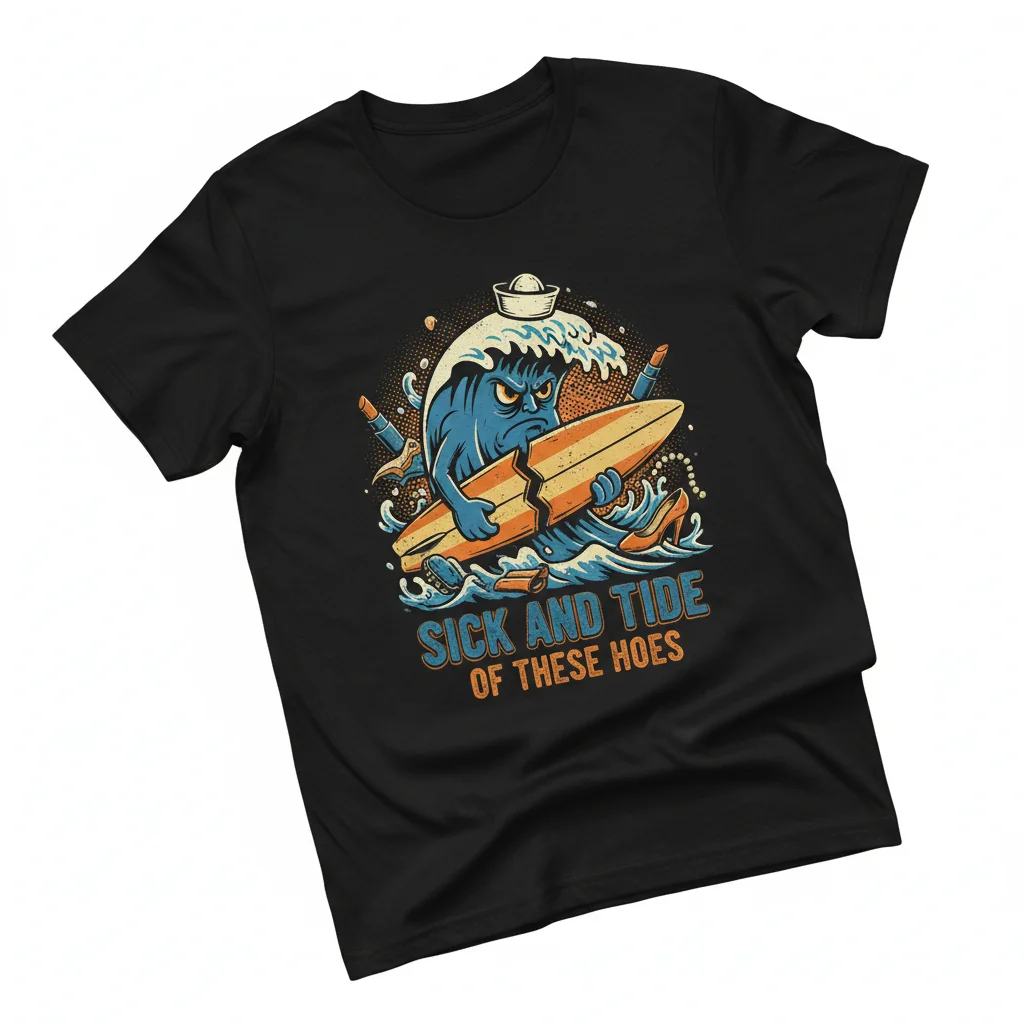 Divertida Camiseta Gráfica 'Sick And Tide Of These Hoes' - Algodón Premium