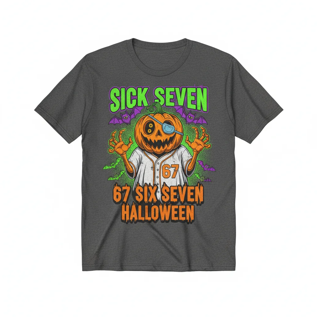 Sick Seven 67 Halloween Meme T-Shirt | Funny Six Seven Spooky Season Tee