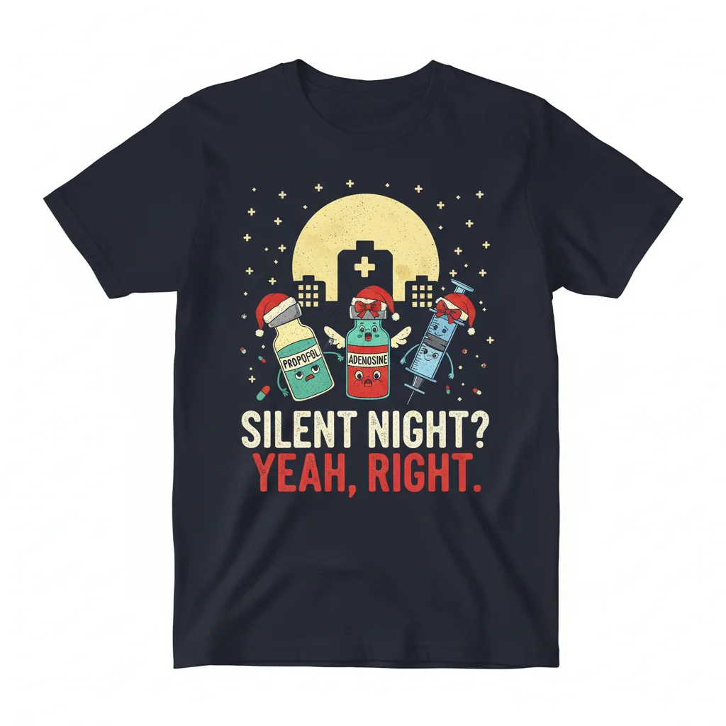 Funny Medical Christmas Nurse Shirt: Silent Night, Joyful Heart
