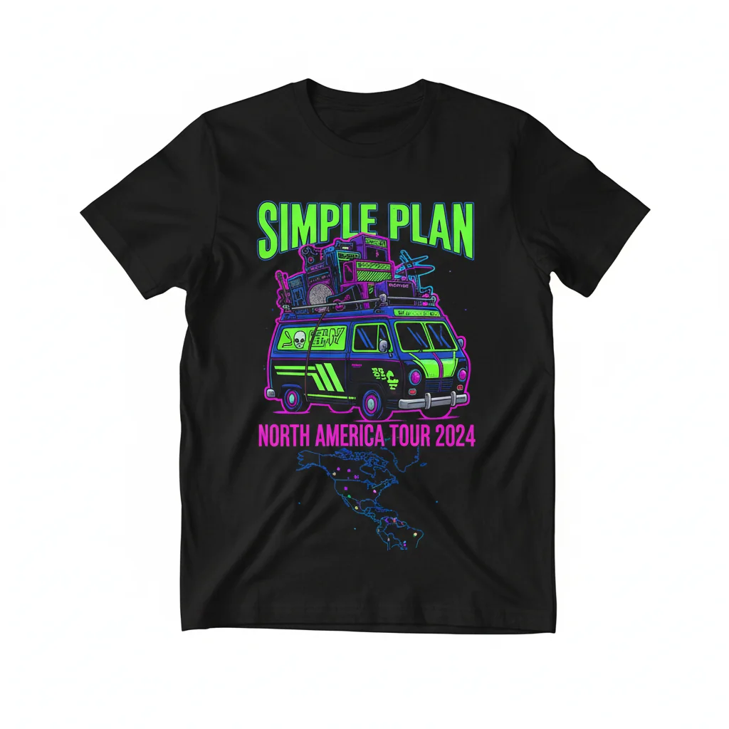 Simple Plan Scooby Doo Van North America Tour 2024 T-Shirt - Official Band Merch