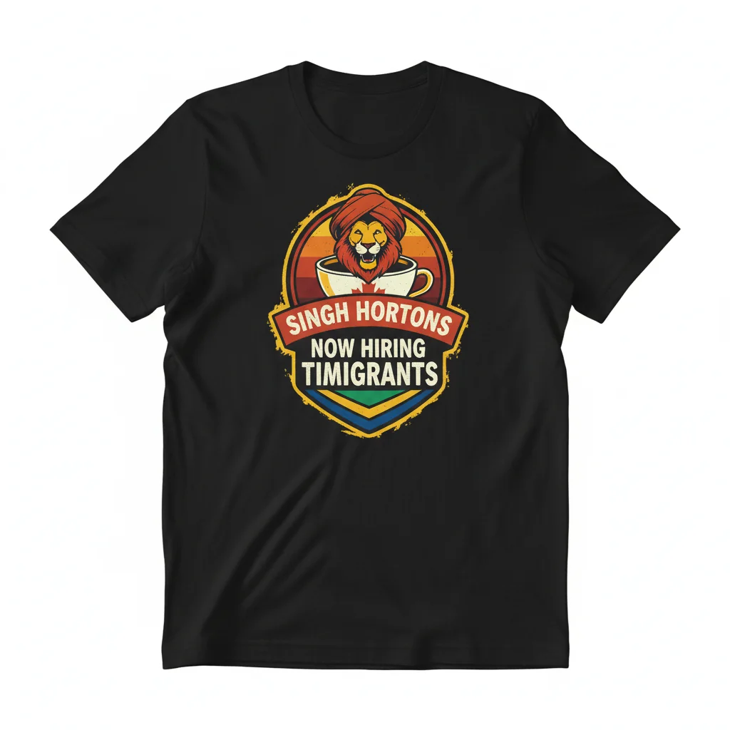 Singh Hortons Timigrants Now Hiring Funny T-Shirt - Unisex Cotton Tee