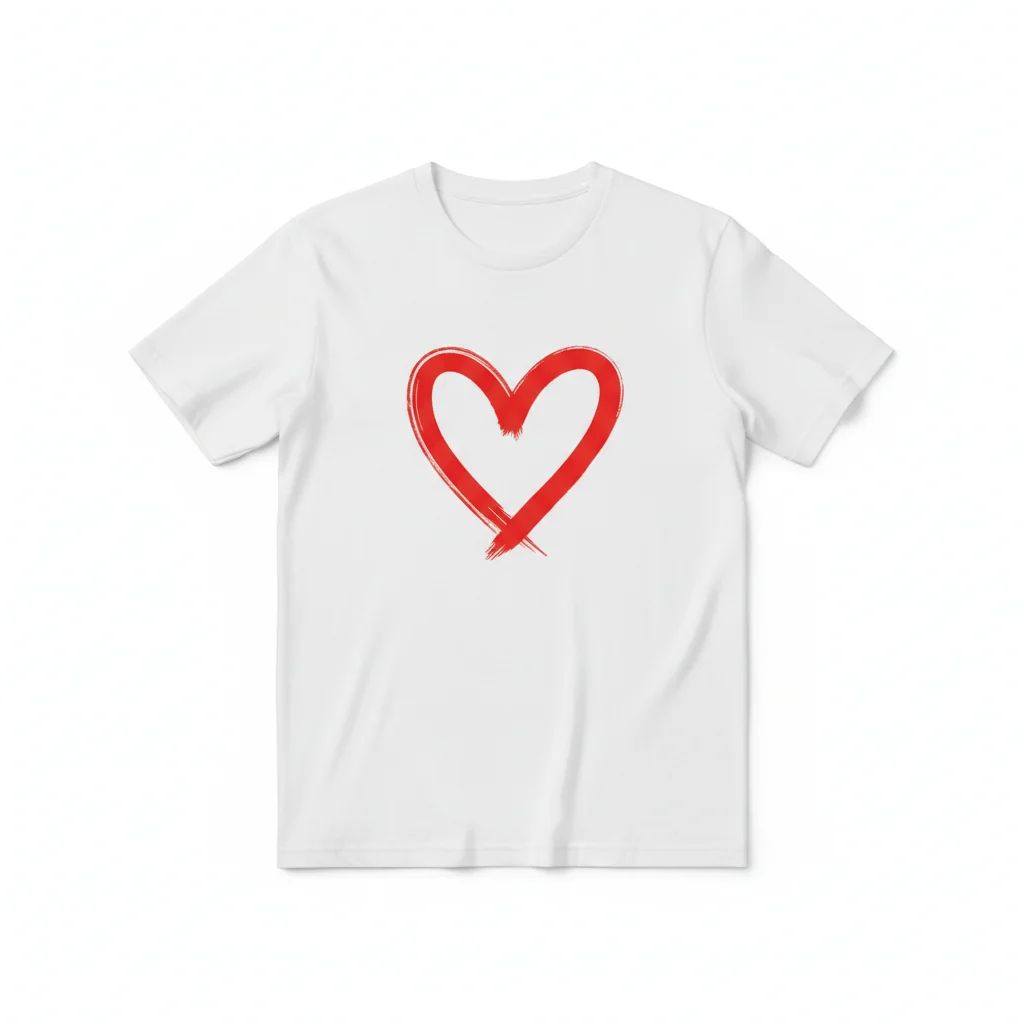 Essential Red Love Heart White Background T-Shirt | Premium 100% Cotton