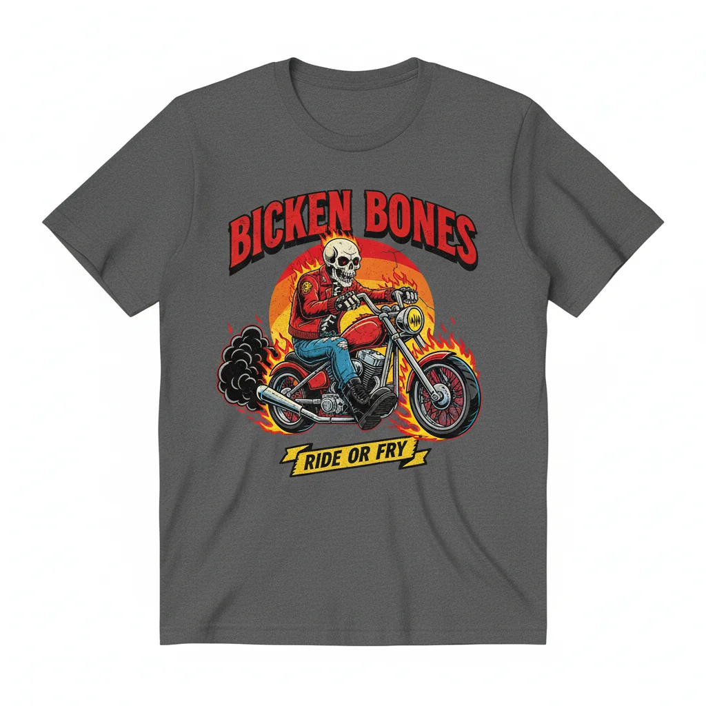 Skeleton Bicken Bones Tee: Durable Comfort, Fade-Proof Style